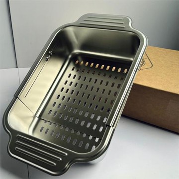 瀝水籃新款316不銹鋼廚房單水池伸縮水槽洗菜盆多功能過濾置物架