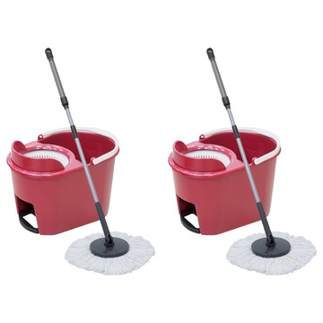 NEXCLEANS 舞水痕 V360L 萬用拖 手壓式拖把組  2組  拖把桶42.5 x 28 x 26.2cm + 拖把布直徑35cm + 拖把桿伸縮總長118cm