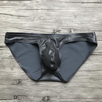 無畏船長男士內褲青年低腰性感U凸舒適囊袋軟仿皮面料純色三角褲