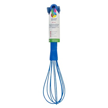 Colourworks 矽膠打蛋器 (藍色 32cm) - 耐熱260度C 適合不沾塗層鍋具 可吊掛收納  1個