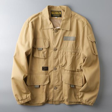 外貿尾單男裝阿美咔嘰純棉多口袋工裝風寬松休閑百搭大碼夾克外套