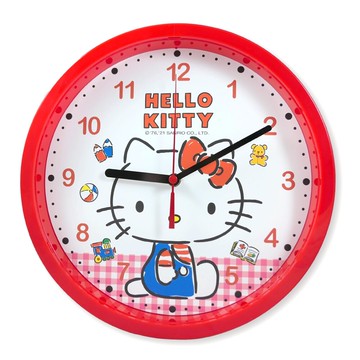 hello kitty 10吋手繪塗鴉風超靜音掛鐘 jm-w6600kt-b