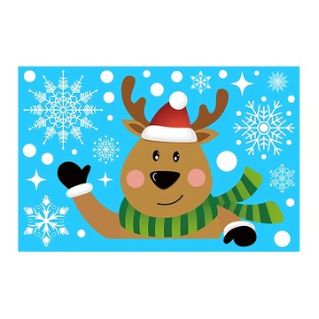 聖誕靜電貼 Set 8個  PVC材質  聖誕裝飾 DIY  70 x 50cm  聖誕牆貼02款 麋鹿