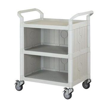 100%台灣製 標準多功能二層三面圍邊工具餐車/手推車/置物架-優雅白