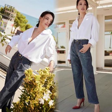舒淇同款V領寬松白襯衫2023秋季小眾設計感慵懶簡約風法式襯衫女