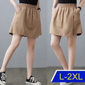 【韓國K.W.】KD3017純色涼感美學假兩件褲裙(短褲/褲裙/女褲)