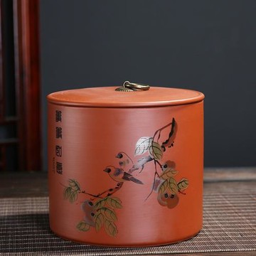 紫砂茶葉罐大號一斤裝儲存罐普洱紅茶散裝茶缸陶瓷密封通用保鮮罐