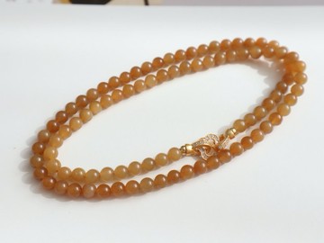 天然精品新疆糖料和田玉手鏈 項鏈 鎖骨鏈 珠鏈直徑約5mm