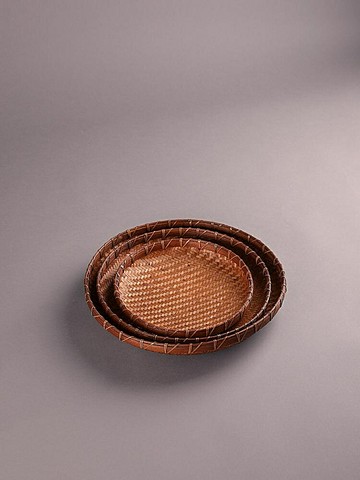 竹編茶點盤收納籃傳統手工編織復古點心籃晾曬筐簸箕茶室茶道零配