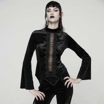 哥德奧秘學者鏤空陽光絨上衣