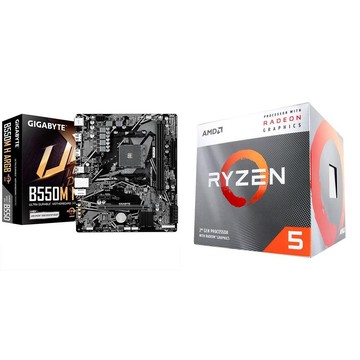 AMD 〈鈔省價〉R5 3400G+技嘉 B550M H ARGB D4 MATX主機板