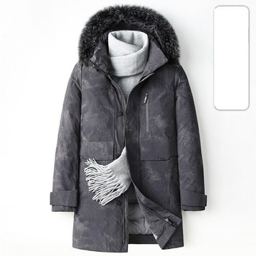 現貨+預購 真羽絨90%灰鴨絨羽絨外套羽絨衣夾克-保暖防寒狐狸大毛領男外套2色74gs36【獨家進口】【米蘭精品】