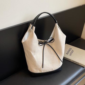 大容量托特包女2024夏季新款復古時尚腋下包質感帆布休閑單肩包