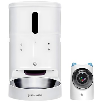grantclassic LuxNourish 餵不停萌寵版 寵物自動餵食器 + 萌寵攝影機  1套  1.7kg  白色