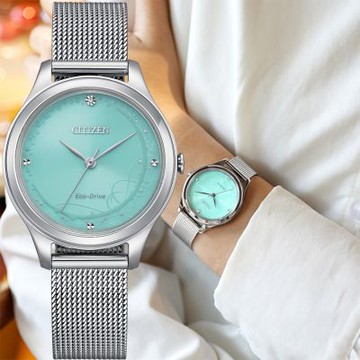 CITIZEN 星辰 Blue Glow Night 藍月 聖誕節推薦 光動能夜光米蘭帶女錶 1212購物節 送禮推薦-32mm EM0501-89M