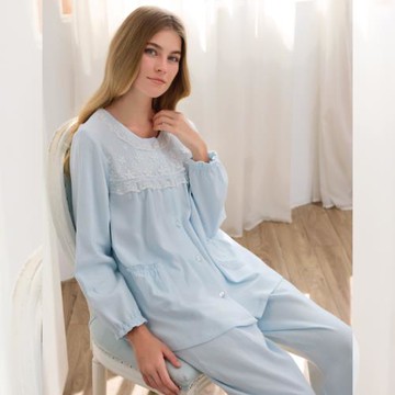 Rosemaid 羅絲美 - 花園搖籃100%棉長袖衣褲裝睡衣-雲朵粉/雲朵藍【R4342】