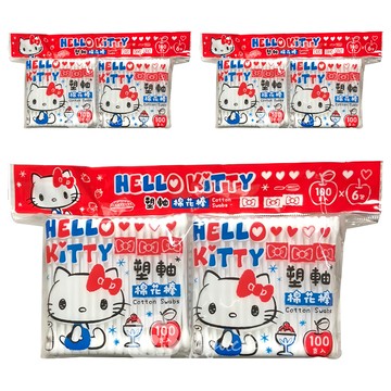 Hello Kitty 塑軸棉花棒 100支  6包  3組