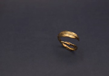 圖像系列-大羽毛開口黃銅戒