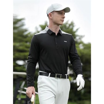 新款高爾夫長袖T恤男翻領運動上衣秋冬golf服裝男加厚保暖polo衫