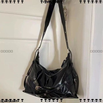 超實惠 肩背包 單肩包 斜挎包 新款美式辣妹機車包油蠟朋克風單肩托特包大容量通勤斜挎包潮