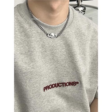 鈦鋼銀灰色星球人項鏈男生原創設計感小眾街頭潮酷個性百搭鎖骨鏈