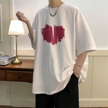 重磅愛心短袖T恤男夏季潮牌潮流青少年衣服情侶寬松oversize半袖