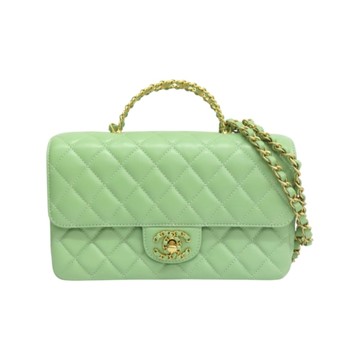 CHANEL 香奈兒 酪梨綠羊皮 Top Handle Flap 兩用包 AS2431 【二手名牌BRAND OFF】