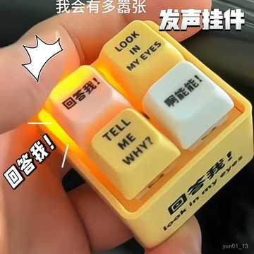📣免運🔥臺灣出貨🔥【新款】迴答我玩具語錄髮音髮光鑰匙扣解壓按鍵玩具送朋友掛件