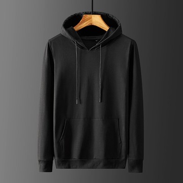 插兜連帽棉質男士衛衣簡約純色套頭休閑運動棉上衣秋季潮牌男裝C