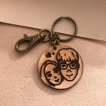 寵物-客製化-結婚-生日-好朋友-聖誕節-交換禮物-皮質單人鑰匙圈