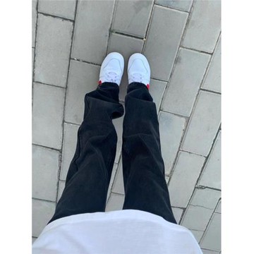 美式hiphop牛仔褲女設計感小眾寬松高腰直筒闊腿褲子高街春秋新款