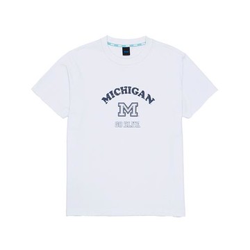 NCAA MICHIGAN 字母印花T恤 短袖上衣 白色 75251010 00 noH13