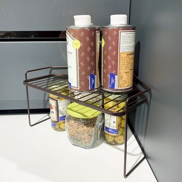 愛家居廚房節省空間 三角形雙層鐵藝調料雜物整理收納架 【年終特惠】