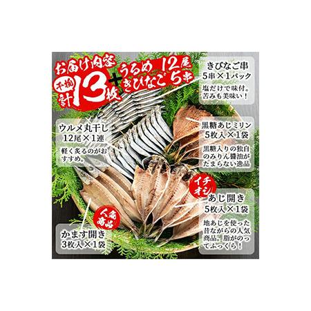 ふるさと納税 akune-2-8 鹿児島県産！干物詰め合わせ(5種)国産 九州産 魚介 ひもの 干物 乾物 鯵 あじ かますな きびなご ウルメ セット 詰.. 鹿児島県阿久根市