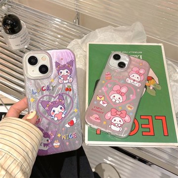 ins風卡通庫洛米美樂蒂適用iphone16蘋果15promax手機殼少女心14plus新款13羽紗imd防摔12/11高級感XR網紅87p