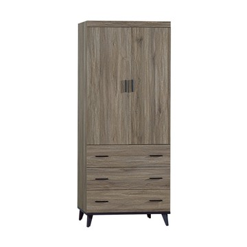 傢俱工場-芮茲 灰橡木2.7尺三抽衣櫃