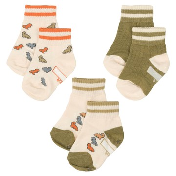 akachan honpo - 短襪3雙組-恐龍-象牙白色 (9~14cm)