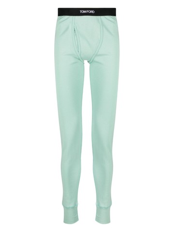 TOM FORD - logo-waistband cotton leggings - men - Cotton/Spandex/Elastane - XL - Green