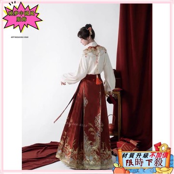 ✨台灣出貨 重工馬面裙 雲肩 漢服女 敬酒訂婚服 新中式漢服 紅色馬面裙 上班通懃 馬面裙洋裝 漢服洋裝 馬面裙 漢服3