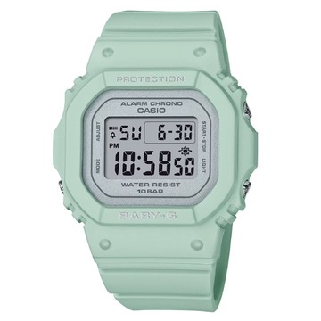 【CASIO 卡西歐】 BABY-G 輕巧纖薄 絢麗春日 鼠尾草綠 經典方型 BGD-565SC-3_37.9mm