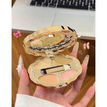 新品現貨💕cheerflor遊樂者四色遮瑕膏遮黑眼圈斑點面部提亮三文魚色遮瑕盤