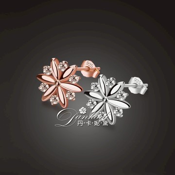 日韓國925純銀防過敏耳釘冷淡風百搭氣質雪花耳環墜個性女18K飾品