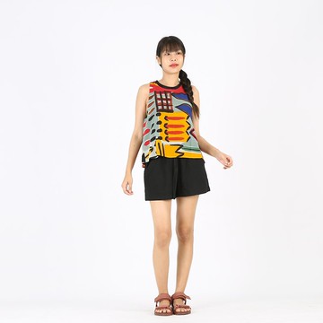 Tank top Blouse Linen Hand Paint  Free size