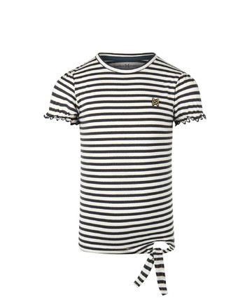 荷葉邊黑白條紋短袖上衣74cm