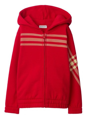 Burberry Kids - check-print cotton hoodie - kids - Cotton - 3 - Red