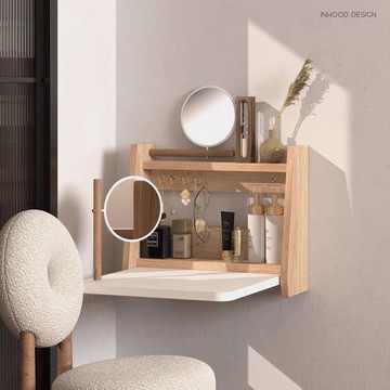 公司貨 超低價 梳妝臺小尺寸折疊桌掛墻式化妝臺收納多功能化妝桌化妝臺小型臥室 快速發貨