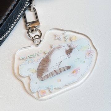 【愛的形狀】貓咪插畫鑰匙圈・滴膠壓克力吊飾|包包吊飾 女友禮物