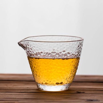 瓷牌茗公道杯家用玻璃耐熱手抓透明茶具分茶器錘紋目無柄分茶器