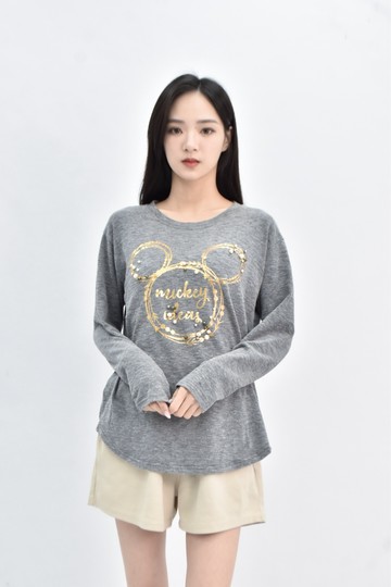 (L) cotton market 韓牌棉質珍珠灰色長袖上衣