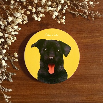 汪喵陶瓷吸水杯墊 - 黑米克斯